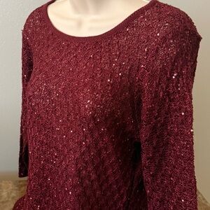 Burgundy Sweater with Sequins S Size NWT